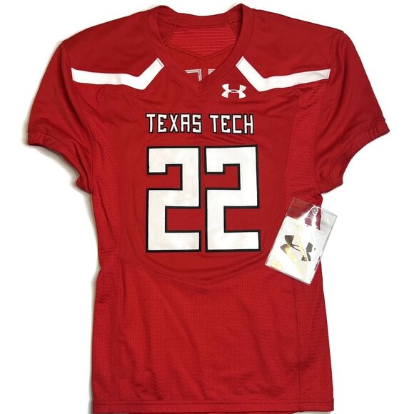 Under Armour Texas Tech Football Jersey Authentic Mens Large New Red #22 Sewn - Picture 1 of 11